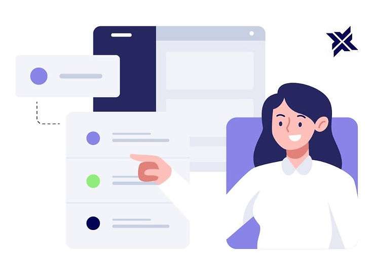 Illustration of woman selecting job description