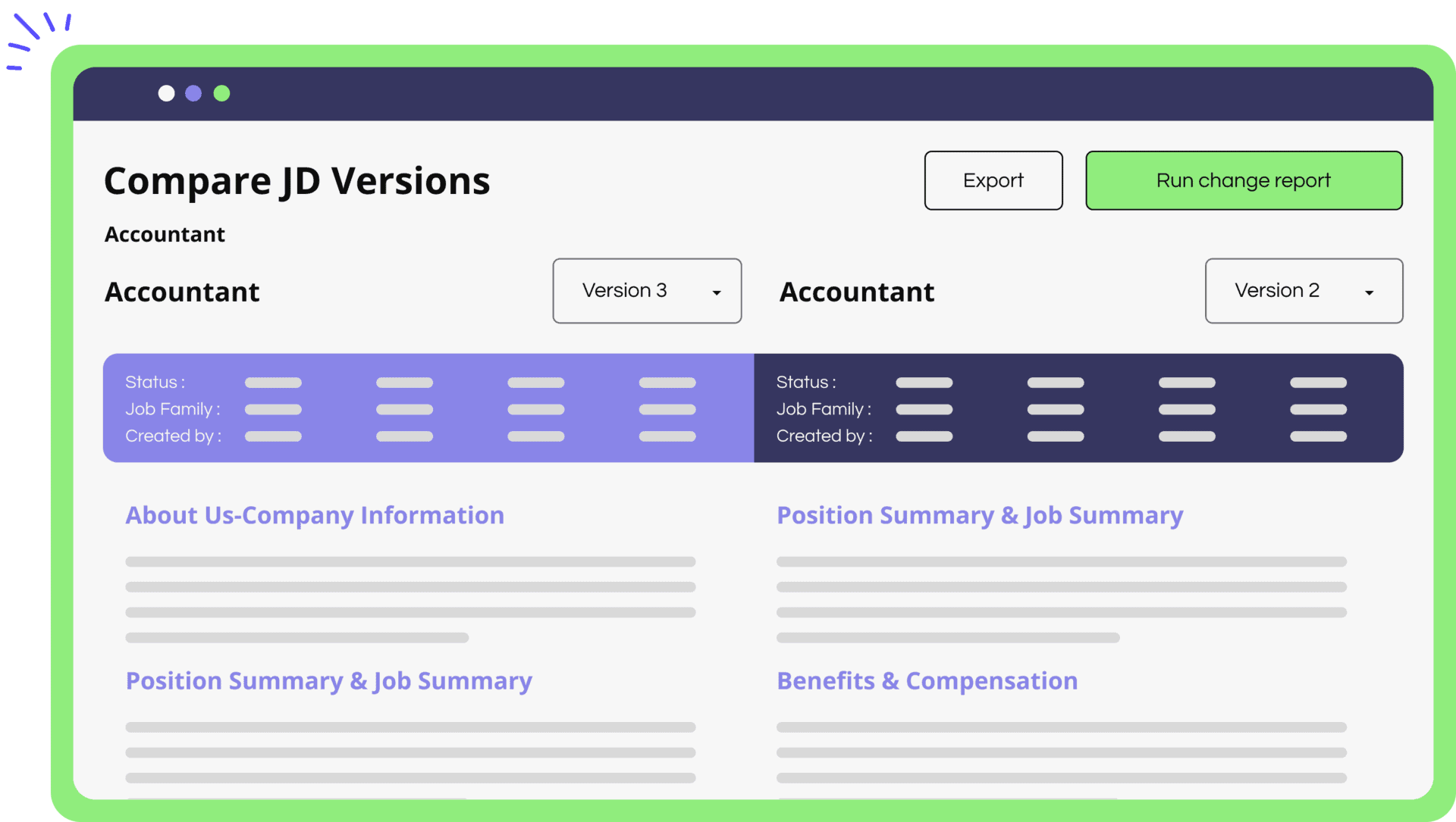 Compare two versions of the same job to identify changes