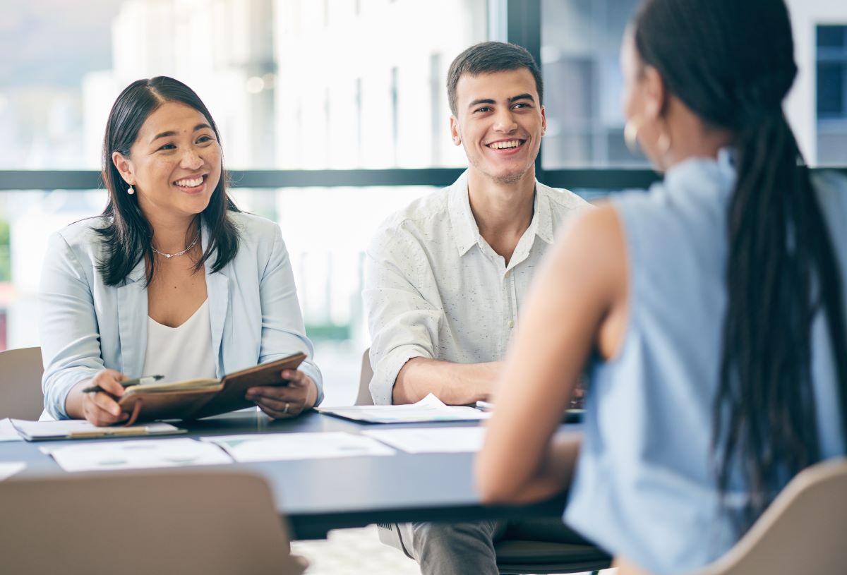 Man and woman interviewing a potential hire