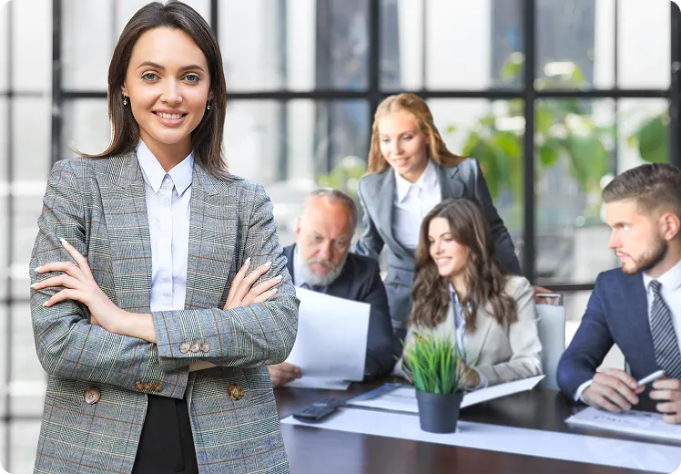 Team conversation in office