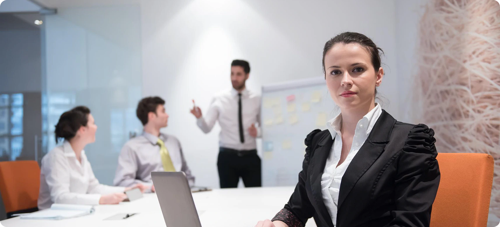 Team conversation in office
