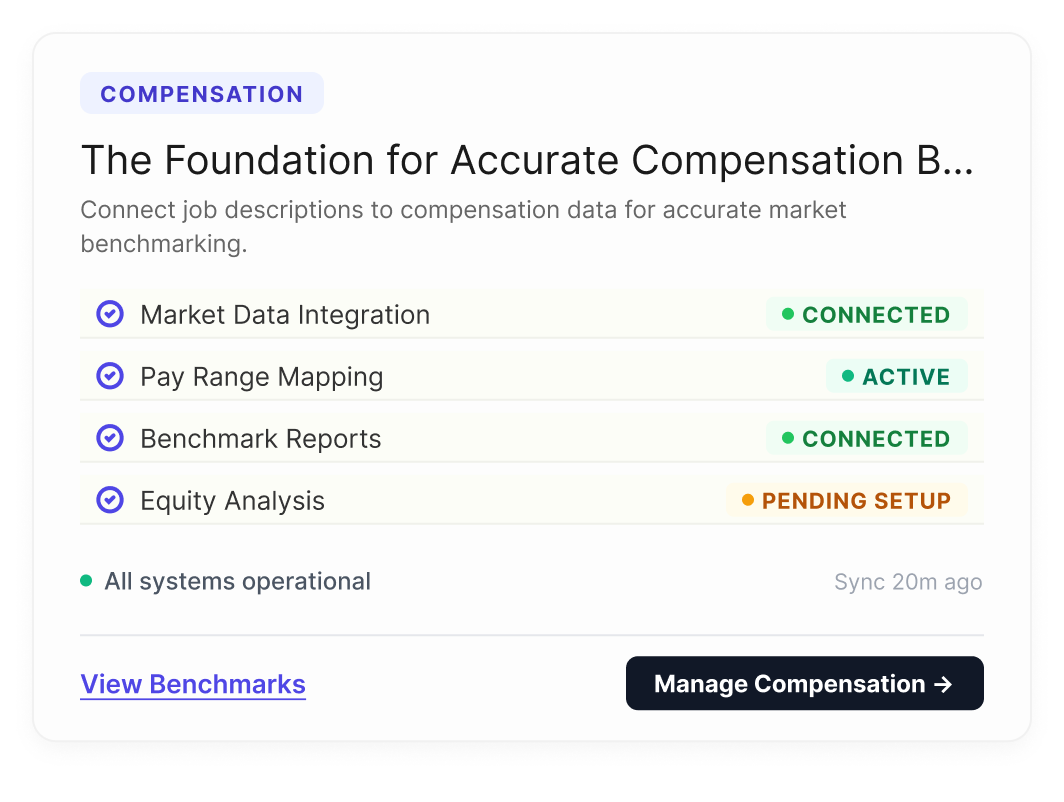 Compensation dashboard displaying market data integration